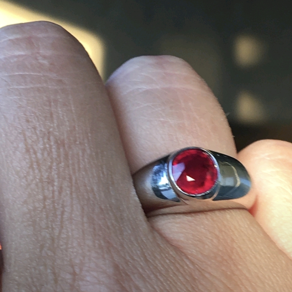 Natural Ruby Gold Gypsy Band Ring 18k 14k 10k